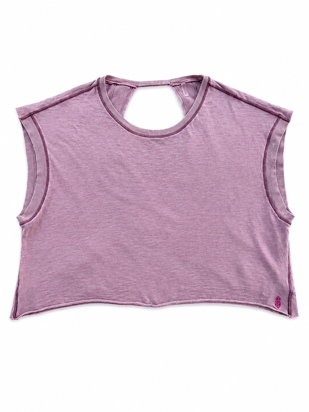 Free People Movement Open Back Crop Top Large Mauve Pink Oversized Athleisure